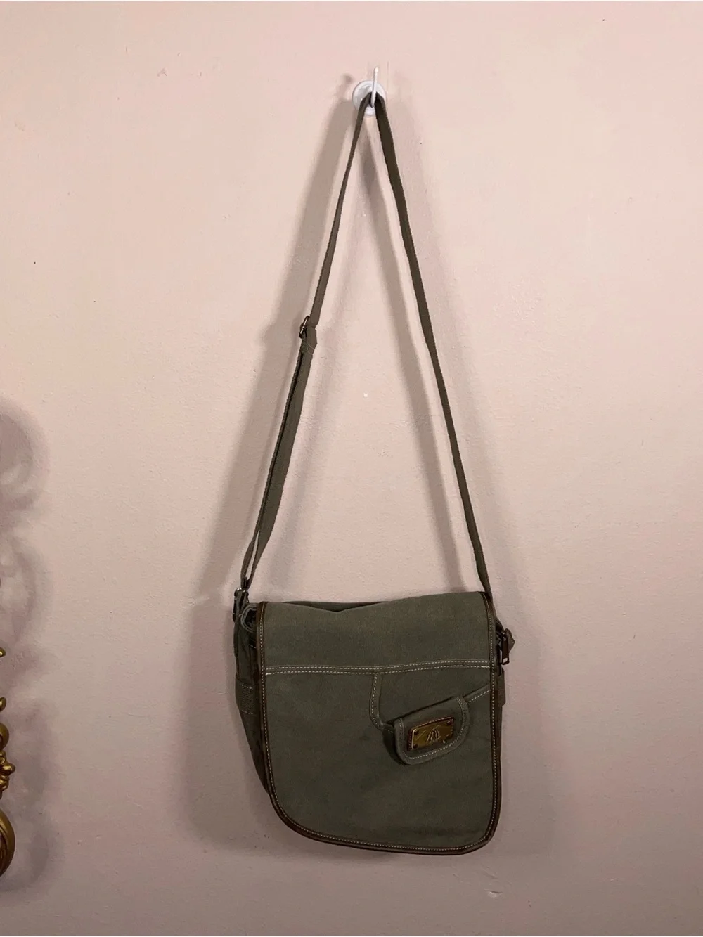 Olive Green Canvas Bag Prairie Schooner Unisex Crossbody Messenger Bag